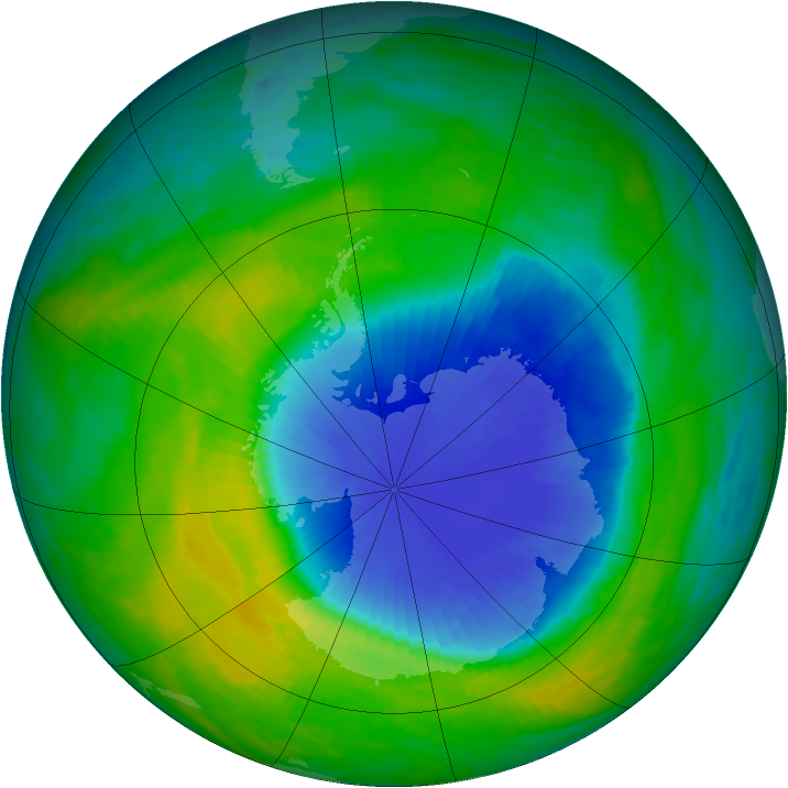 Antarctic ozone map for 22 November 1985